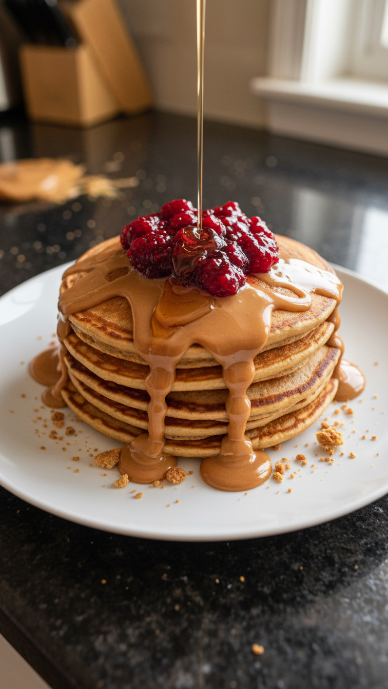 Peanut Butter Pancakes with Jam