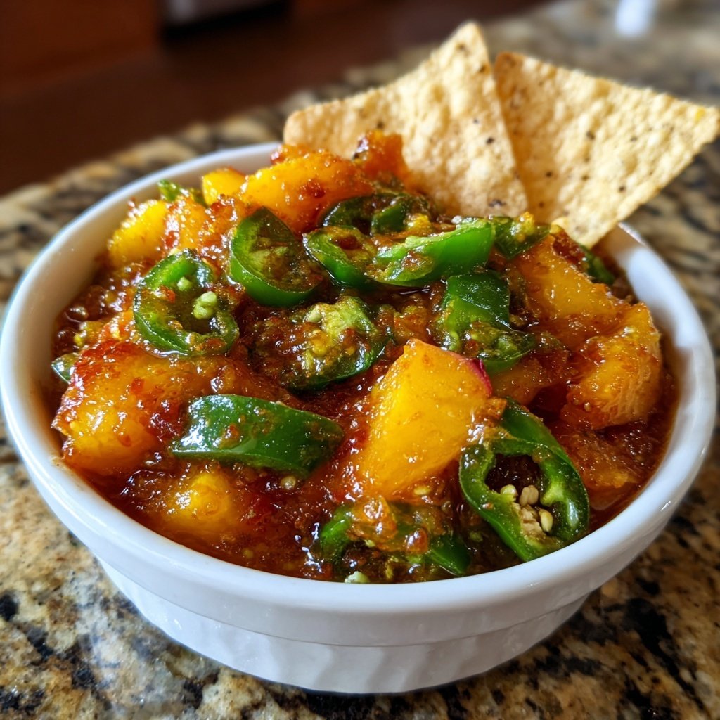 Peach Jalapeño Salsa with Tortilla Chips
