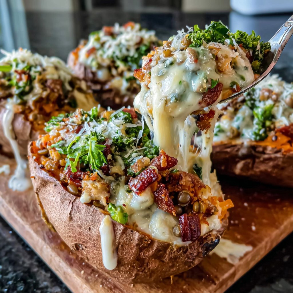 Lentil Stuffed Sweet Potatoes
