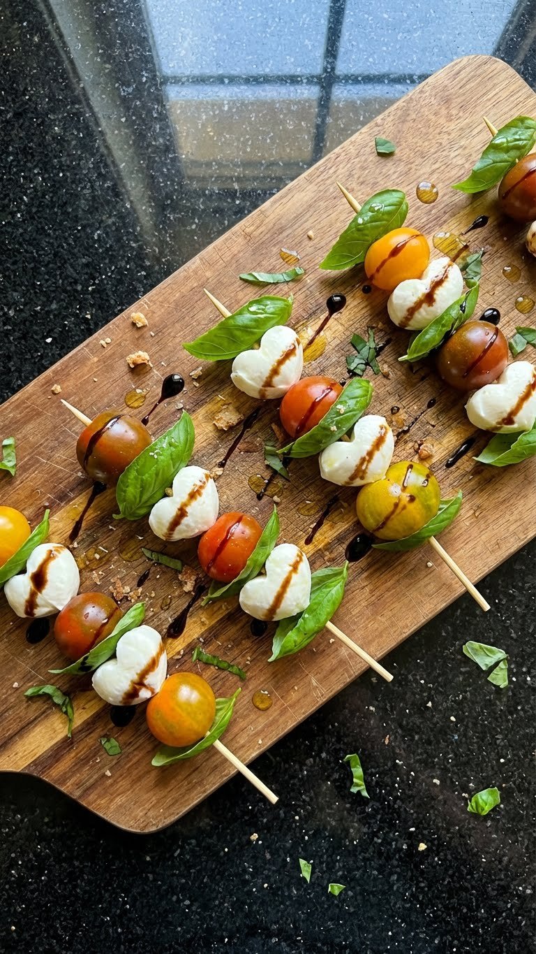 Heart-Shaped Caprese Skewers