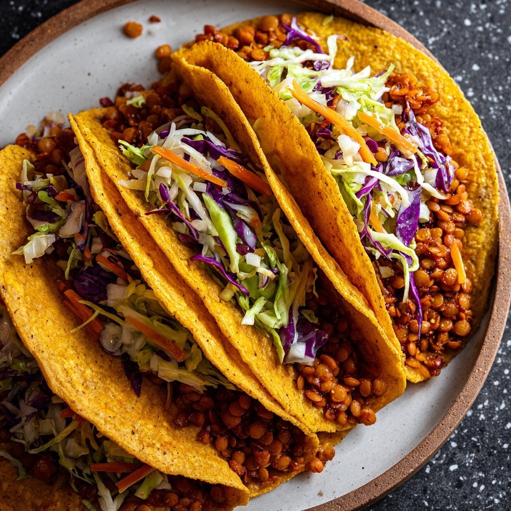 Smoked Paprika Lentil Tacos with Slaw