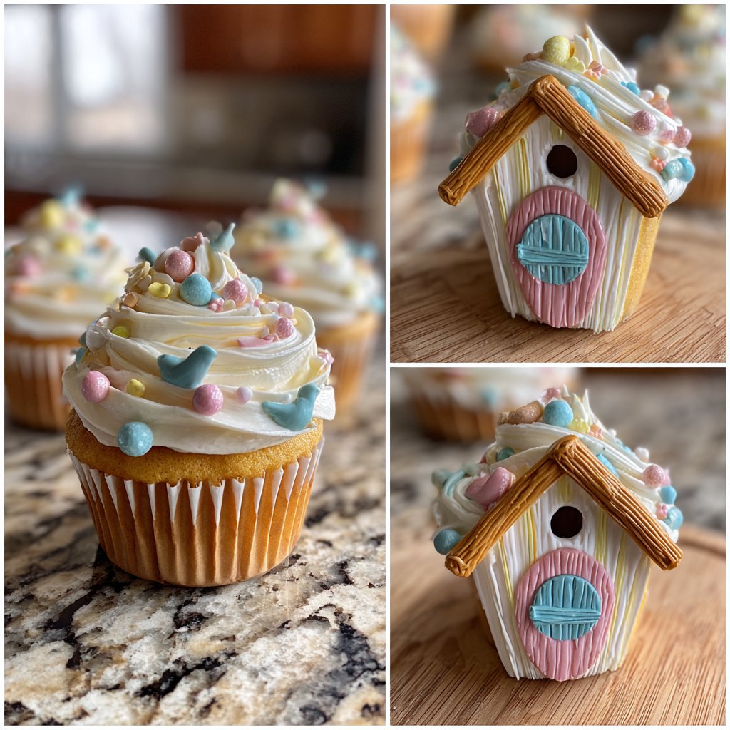Whimsical Birdhouse Cupcakes
