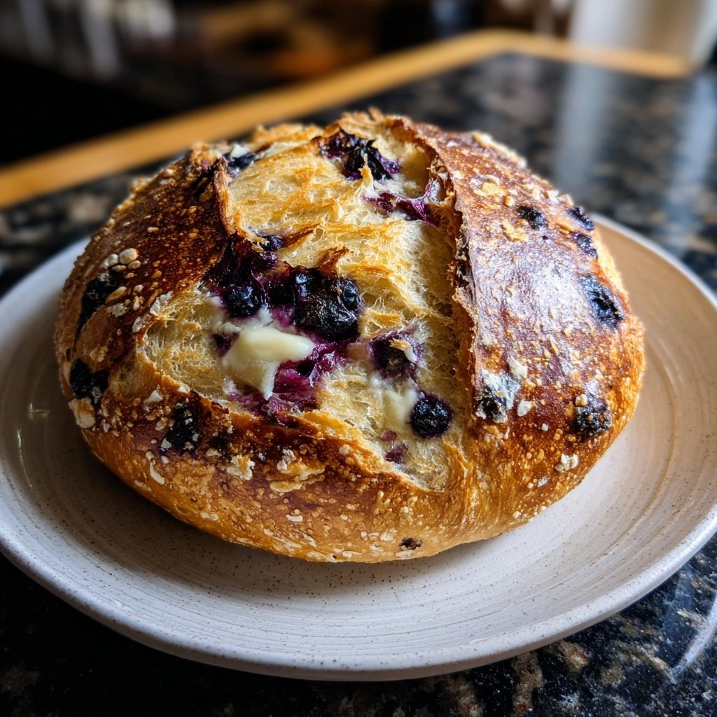 Lemon Blueberry Sourdough with Mascarpone Swirl