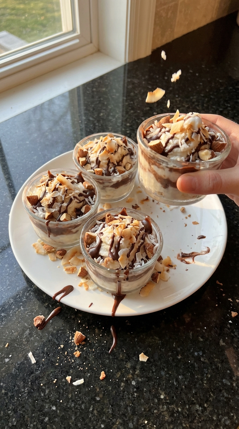 Almond Joy Frozen Yogurt Cups