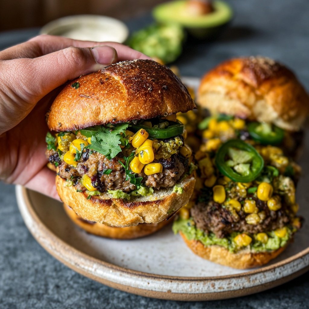 Spicy Black Bean and Corn Sliders