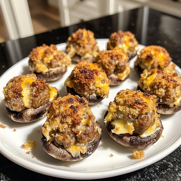 The Best Sausage Balls Stuffed Mushrooms
