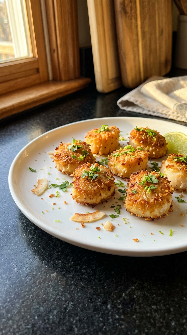 Coconut-Crusted Pan Seared Scallops