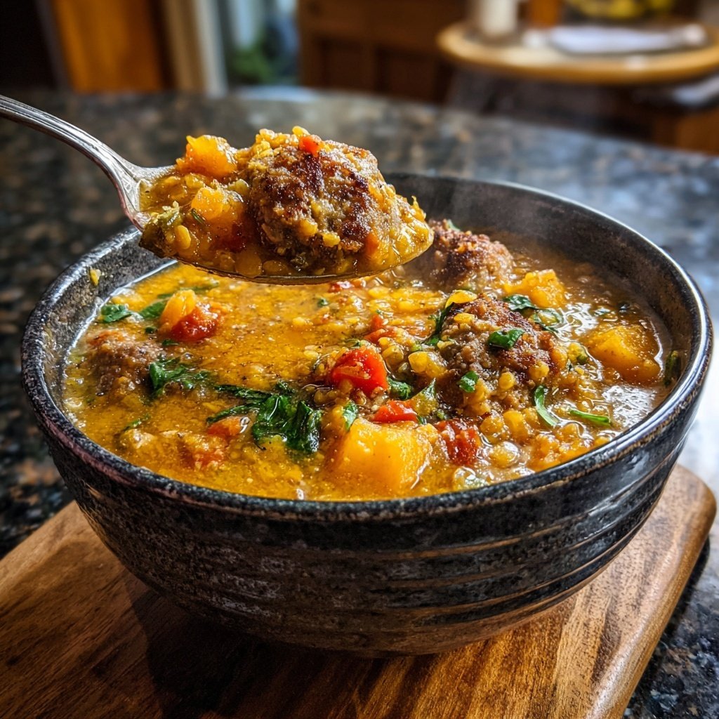 Smoky Lentil Sausage Soup