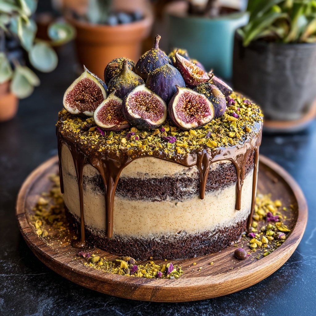 Chocolate Vanilla Cake Fig Pistachio