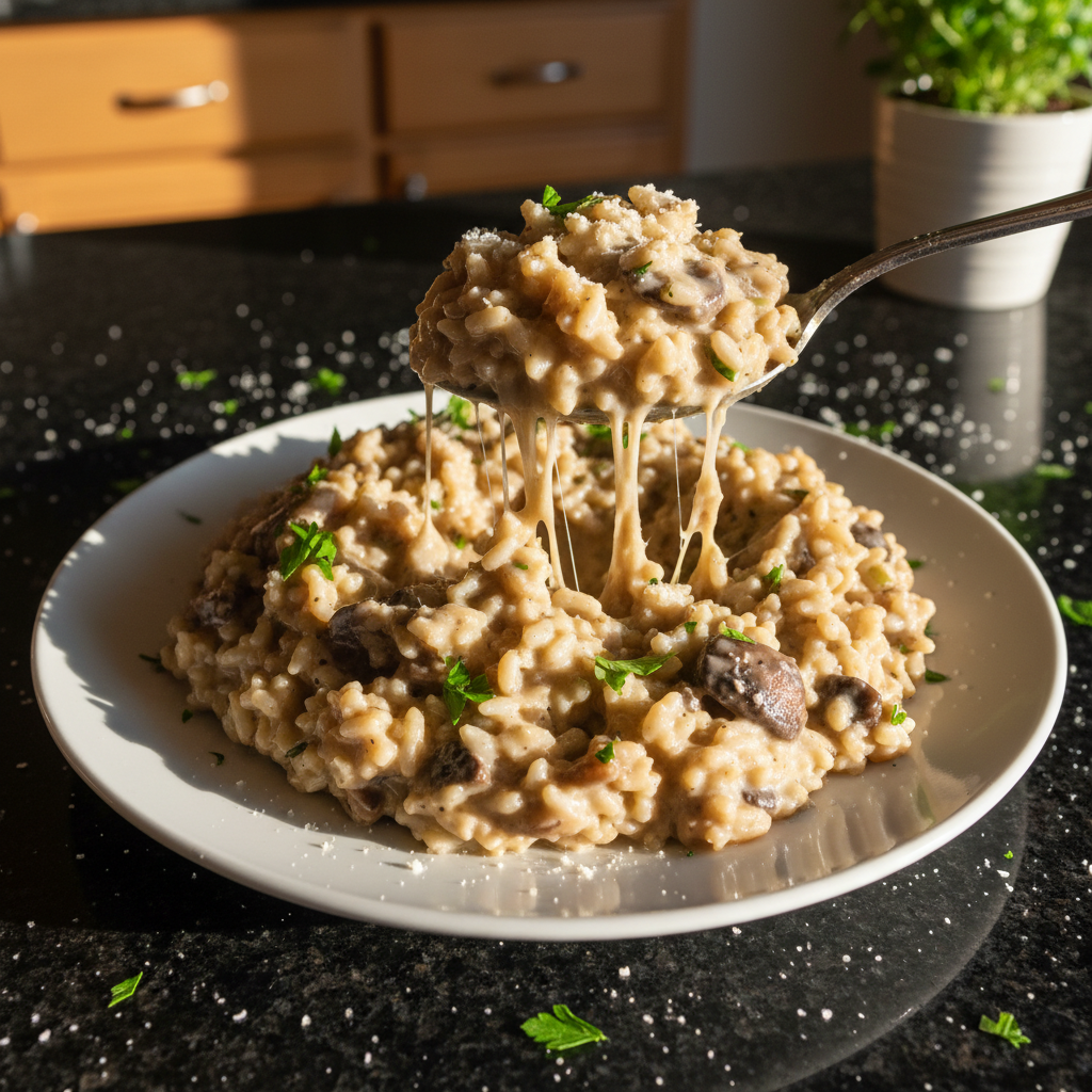 Sautéed Mushroom and Caramelized Onion Risotto