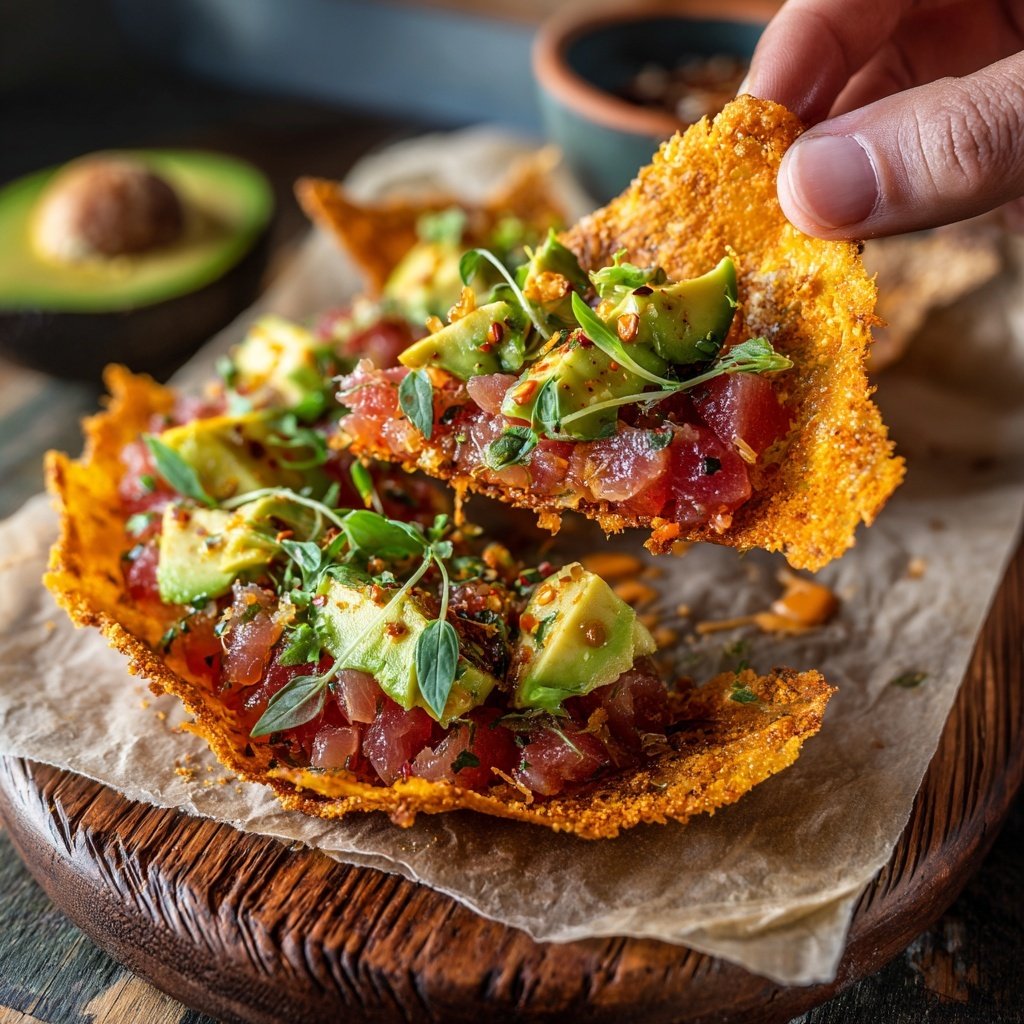 Spicy Tuna Tartare on Crisps