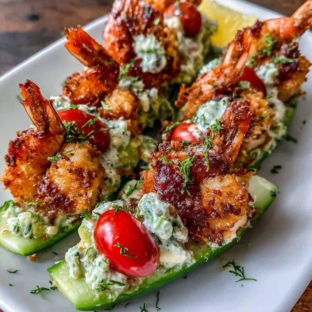 Shrimp Cucumber Snack Boats