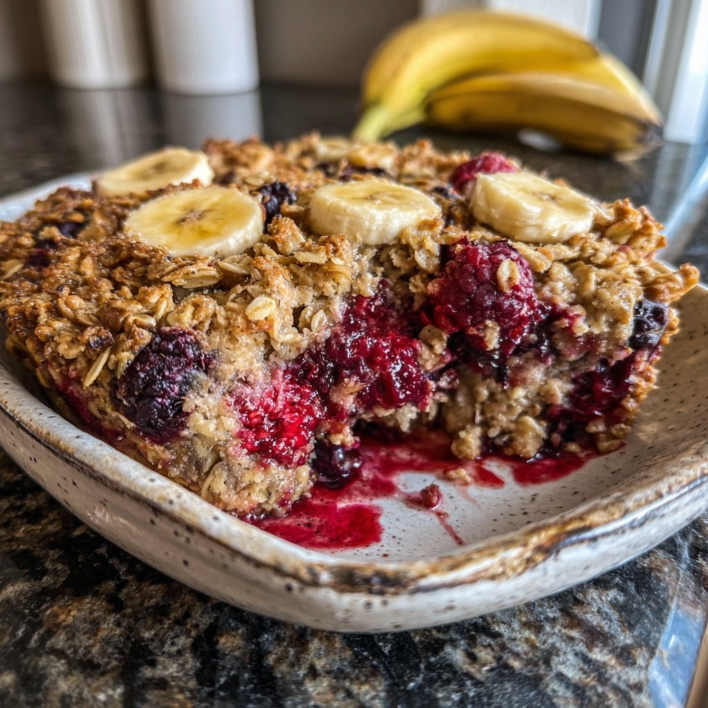 Banana Berry Oatmeal Bake