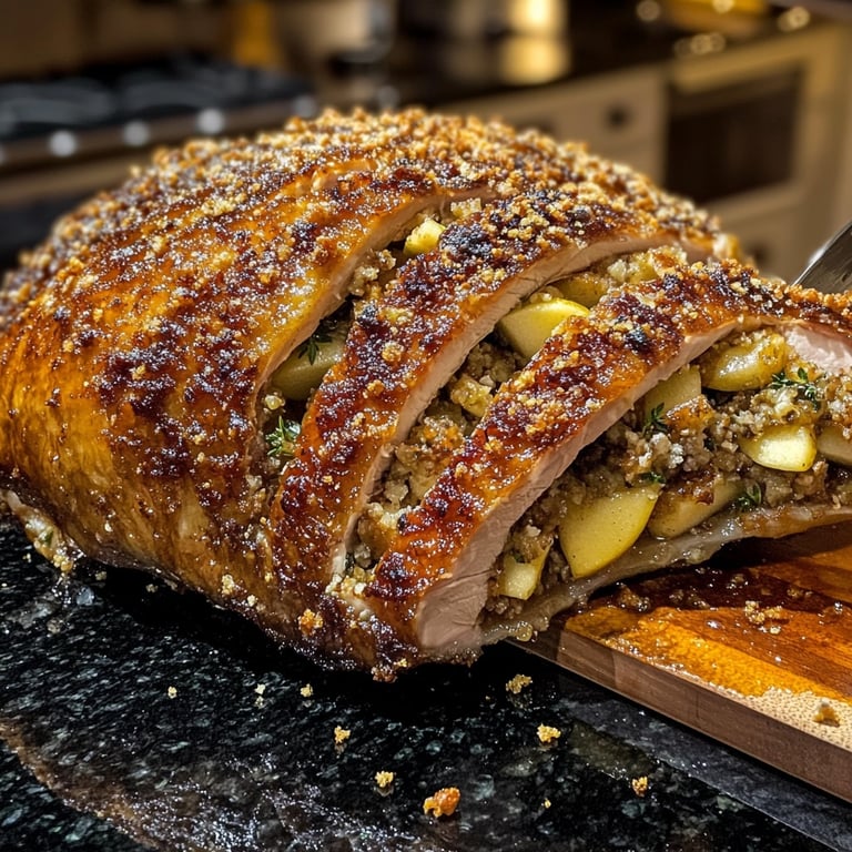 Roasted Christmas Goose with Apple and Herb Stuffing
