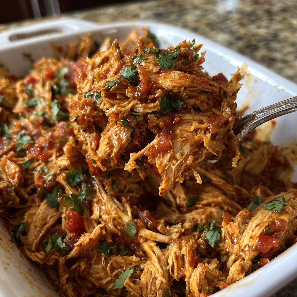 Salsa Chicken Shredded Tender Flavorful