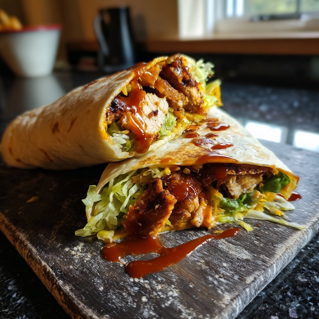High Protein BBQ Chicken Wrap