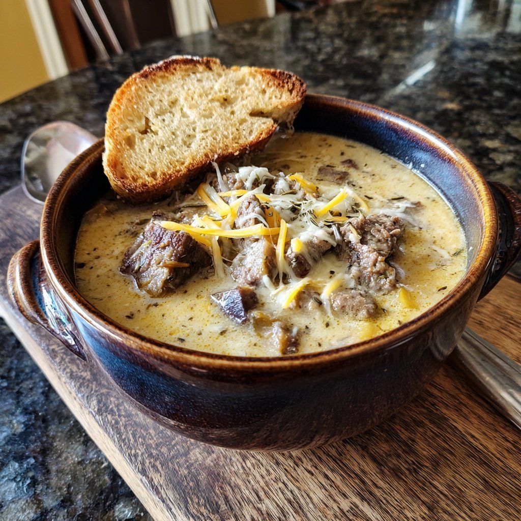 Philly Cheesesteak Soup Provolone Cheese