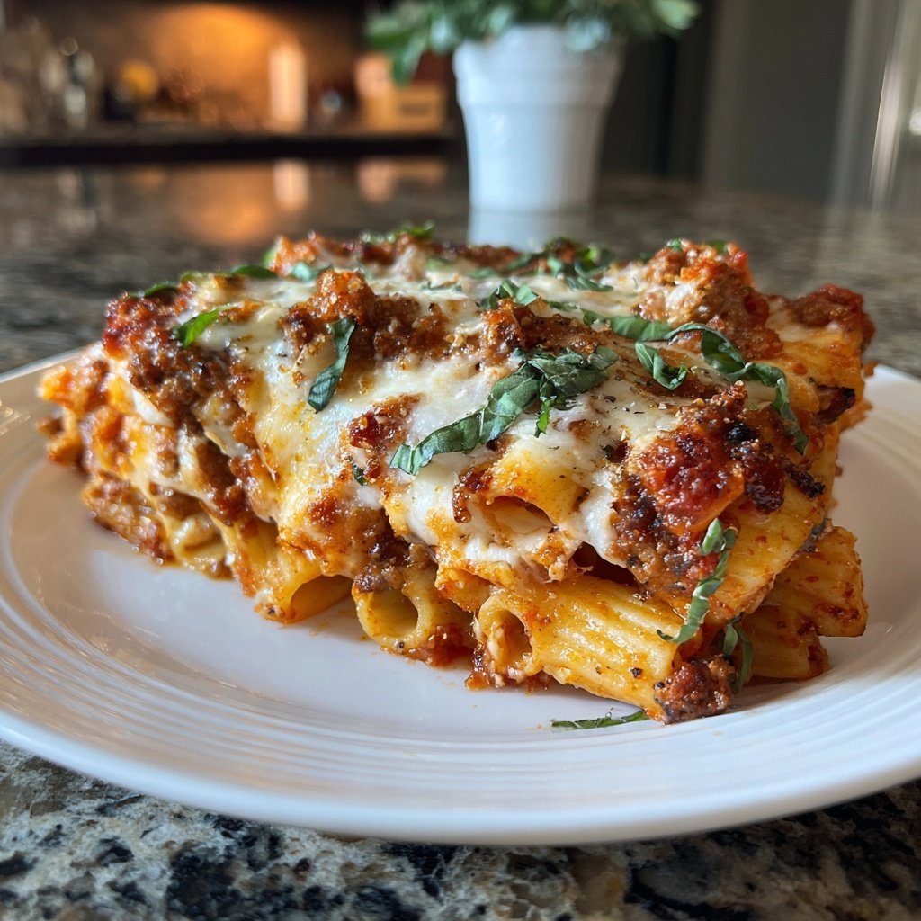 Spicy Sausage Rigatoni Bake