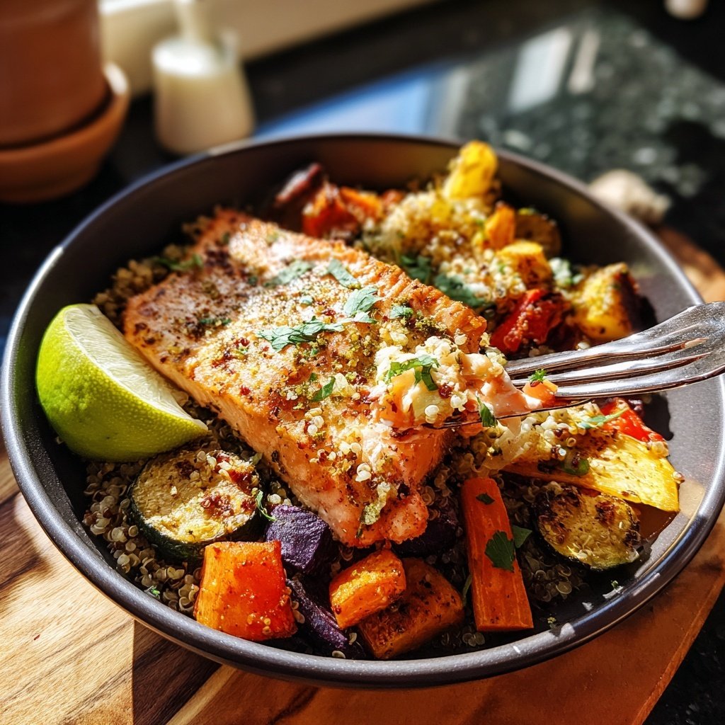 Cilantro Lime Salmon Quinoa Bowl